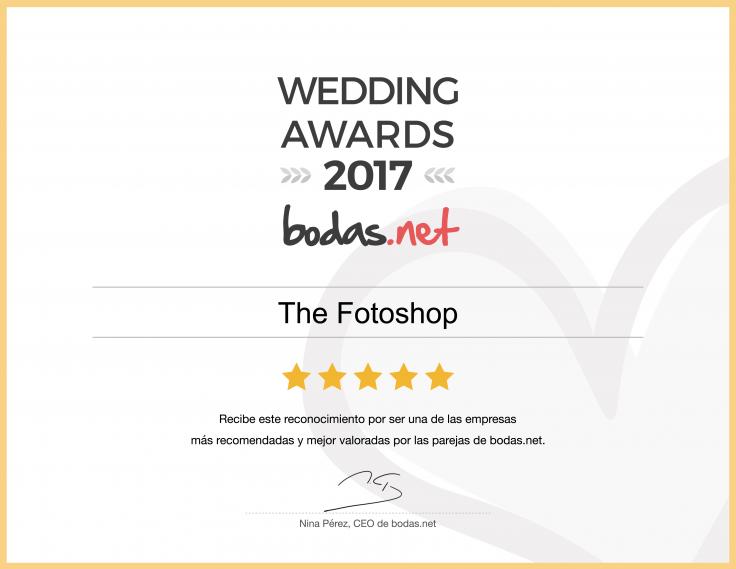 The Fotoshop recibe el galardón Wedding Awards 2017 en la categoría Fotografía y vídeo