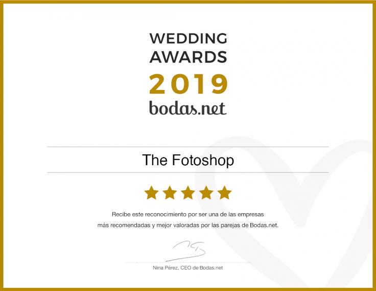 UN AÑO MÁS, THE FOTOSHOP SE HACE CON EL GALARDÓN MÁS IMPORTANTE EN EL SECTOR NUPCIAL: WEDDING AWARD 2019